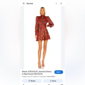 Elegant Red Floral Long Sleeve Dress